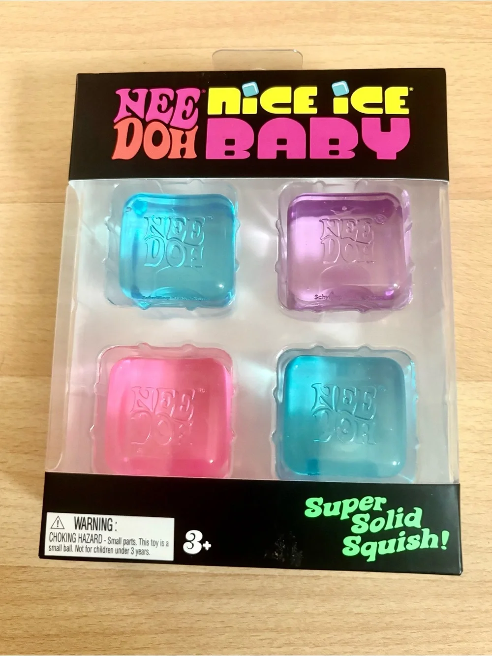 NeeDoh Nice Ice Baby Squishy Cubes 4 Pack - Pink, Purple & Blue *NEW*